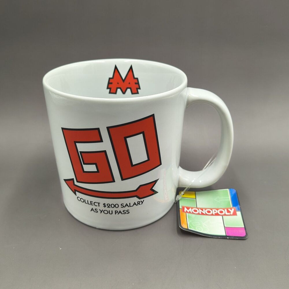 Official Monopoly Coffee Mug GO Collect $200 Salary Ceramic Cup NWT